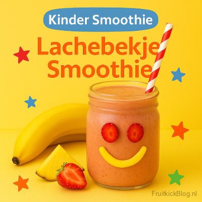 Lachebekje Smoothie 4 Lachebekje Smoothie in een leuke kinder glas met een rietje