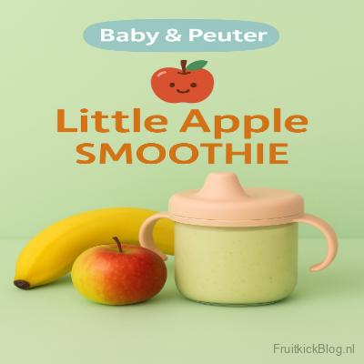 Little Apple Smoothie 1 Glas met Little Apple Smoothie, gemaakt van appel en mild fruit, speciaal voor baby’s en peuters."
