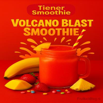 Volcano Blast Smoothie 4 Volcano Blast Smoothie in een glas en en fruit er om heen