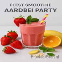 Aardbei Party Smoothie - Fruitkickblog 3 Aardbei Party Smoothie – feestelijke smoothie met aardbeien en vers fruit.