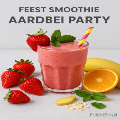 Aardbei Party Smoothie - Fruitkickblog 4 Aardbei Party Smoothie – feestelijke smoothie met aardbeien en vers fruit.