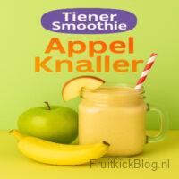 Appel Knaller Smoothie 1 Tiener smoothie Appel Knaller met appel, kiwi en een vleugje munt.