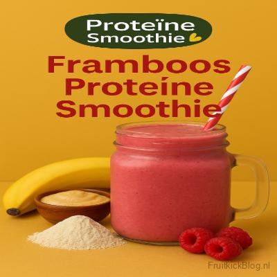 Framboos Proteïne Smoothie 7 Framboos proteïne smoothie – eiwitrijke smoothie met frambozen en yoghurt, ideaal na het sporten