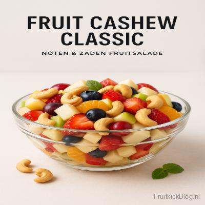 Fruit Cashew Classic 3 Gezonde fruitsalade met cashewnoten en kleurrijk vers fruit – ideaal zomers recept.
