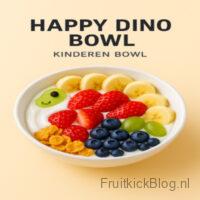 Happy Dino Bowl - Kinder Bowl 3 Kinder Happy Dino Bowl met fruit en vrolijke toppings โ gezonde kids bowl