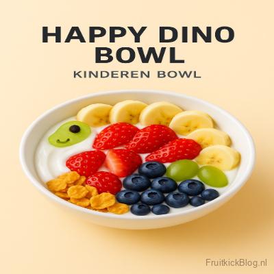 Happy Dino Bowl - Kinder Bowl 2 Kinder Happy Dino Bowl met fruit en vrolijke toppings – gezonde kids bowl