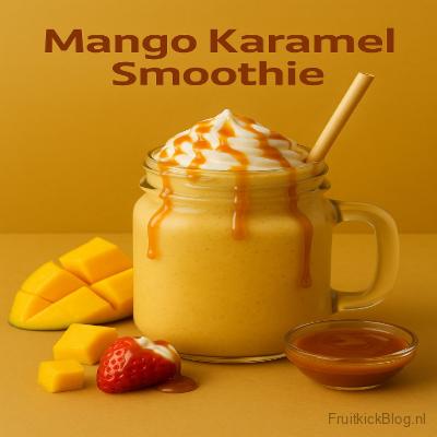 Mango Karamel Smoothie 5 Mango Karamel Smoothie – tropische dessert smoothie met mango en romige karamel.