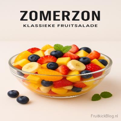 Zomerzon - Klassieke Fruitsalade 4 Zonenzon fruitsalade met zomerse fruitsmaken – lichte en gezonde salade.