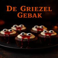 De Griezel Gebak - Halloween Dessert 2 Luchtige chocoladecakejes met een romige topping, bloedrode saus en eetbare oogjes. Een griezelig lekkere traktatie voor Halloween die er eng uitziet, maar verrukkelijk smaakt!
