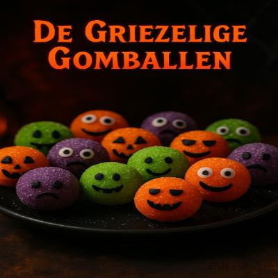 De Griezelige Gomballen - Halloween Snacks 5 Kleurrijke, zachte gomballen met een Halloween-twist — denk aan groene monsters, oranje pompoentjes en paarse spookjes. Perfect als zoete traktatie of decoratie voor een Halloween-tafel!