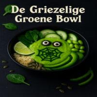 De Griezelige Groene Bowl - Halloween Bowl 2 De Griezelige Groene Bowl – gezonde groene bowl met een spooky Halloween uitstraling.
