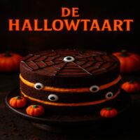 De Hallowtaart - Halloween Dessert 2 Een griezelig lekkere taart met lagen van chocolade en pompoencrème, versierd met spinnenweb chocolade en eetbare oogjes. De perfecte afsluiter van elk Halloween-feest!