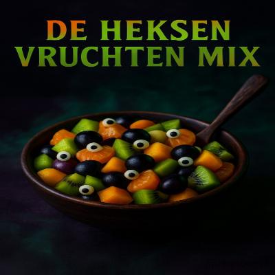 De Heksen Vruchten Mix - Halloween FruitBowl 1 Een betoverende mix van fruit, drakenoog-druiven, pompoenstukjes en een vleugje magie. Deze kleurrijke kom is gezond, griezelig én onweerstaanbaar lekker — ideaal voor een heksachtig Halloween-feest!