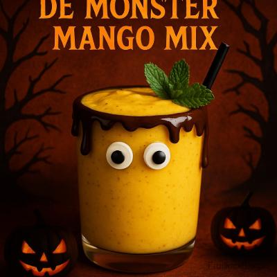 De Monster Mango Mix - Halloween Smoothie 2 De Monster Mango Mix – tropische mango smoothie met een spannend Halloween-thema.