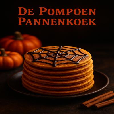 De Pompoen Pannenkoek - Halloween Dessert 9 Luchtige pannenkoekjes met echte pompoenpuree, herfst kruiden en een vleugje magie. Perfect voor een spooky ontbijt of een griezelig dessert met wat stroop en spinnenweb decoratie!