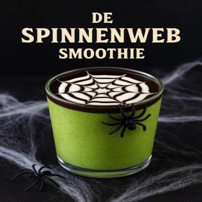 De Spinnenweb Smoothie - Halloween 1 De Spinnenweb Smoothie – spannende Halloween smoothie met zwarte bes en kiwi voor een spooky effect."
