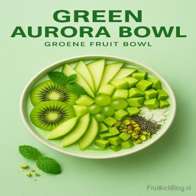 Green Aurora - Groene Fruit Bowl 1 Green Aurora Bowl met kiwi, munt en fruit – verfrissende groene bowl.