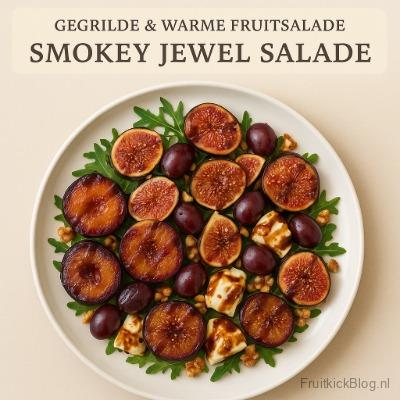 Smokey Jewel salade met gegrilde fruitsoorten – warme en smaakvolle fruitsalade.
