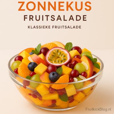 Zonnekus - Klassieke Fruitsalade 2 Zonnekus salade met zomers fruit – lichte en gezonde klassieke fruitsalade