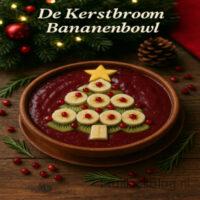 De Kerstboom Bananen Bowl - Kerst Fruit Bowl 5 Een romige, gezonde kerst bowl met banaan, yoghurt en fruit, opgemaakt in de vorm van een kerstboom. Perfect voor ontbijt, brunch of een feestelijke gezonde snack.