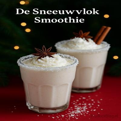 De Sneeuwvlok Smoothie - Kerst Smoothie 3 Een romige, winters witte smoothie met banaan, vanille en kokos, die eruitziet als een sneeuwvlok en smaakt als kerst in een glas.