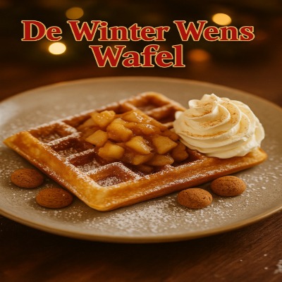 Knapperige wafels met een vleugje kaneel en vanille, geserveerd met warme appelcompote en een toef slagroom. Een winterse lekkernij die smaakt als een zoete wens op een koude avond bij het haardvuur!