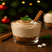 Kaneel Roomdessert - Kerst Dessert 1 Een romig, zacht kerst toetje met warme kaneelsmaak en vanille, perfect voor een winterse feesttafel.