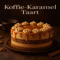 Koffie-Karamel Taart - Fruitkick Bakkerij 3 Een decadente laagjestaart met koffie spons, zijdezachte karamel botercrème en een glanzende karameldrip — een perfecte combinatie van bitter en zoet.