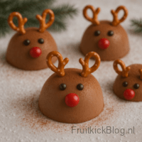 Een romige chocolade‑vanille bavarois in rendierstijl, feestelijk en perfect voor Kerst.