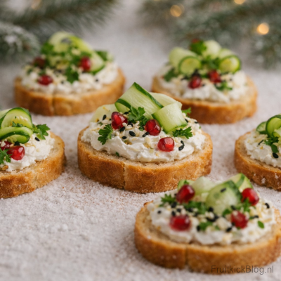 Gember Toastjes - Kerst hapjes 2 Gember Toastjes zijn knapperige, frisse kersthapjes met een romige roomkaas basis en een subtiele gembersmaak. Ze zorgen voor een lichte, pittige tegenhanger op de kersttafel en zijn perfect als borrelhapje of voorgerecht.