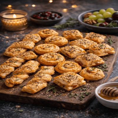 Kerstavond Bladerdeeg Hapjes - Kerst Hapjes 9 Kerstavond Bladerdeeg Hapjes zijn knapperige, warme hapjes gevuld met romige kaas en hartige smaken. Perfect voor een gezellige kerstavond of feestelijke borrel.