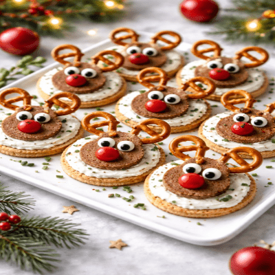 Rendier Toastjes - Kerst hapjes 4 Deze Rendier Toastjes zijn vrolijke en feestelijke kerst hapjes die meteen de aandacht trekken op de kersttafel. Ze combineren een romige smaak met een speelse presentatie, waardoor ze perfect zijn voor de kerstborrel, familiediner of een kerstfeest met kinderen. Een echte blikvanger die ook nog eens eenvoudig te maken is.