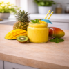 Fruit paradise smoothie met veel tropisch fruit in een glas
