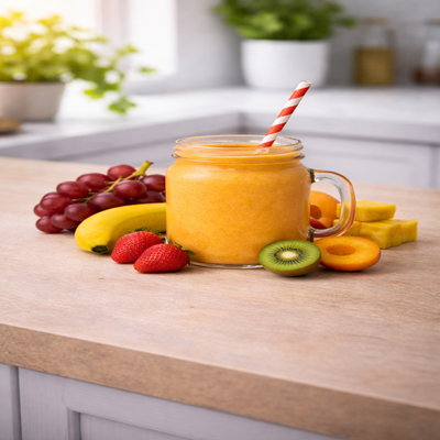 Heerlijke frisse tropische fruit smoothie in een glas