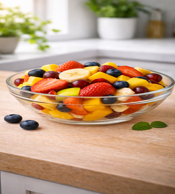 Zonenzon fruitsalade met zomerse fruitsmaken lichte en gezonde salade.