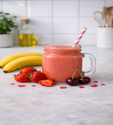 All You Need Is Smoothie met een leuke glas met fruit er om heen