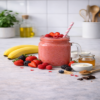First kiss smoothie is een heerlijke gezonde smoothie in een glas met heel veel rood fruit