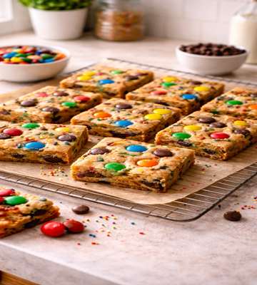 Zachte, chewy koekrepen met witte chocolade, M&M’s en een vleugje vanille. Ideaal voor feestjes, traktaties of gewoon als vrolijk tussendoortje.