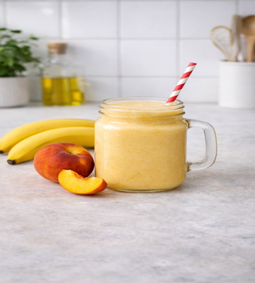 Tiener smoothie Perzik Twist met perzik, sinaasappel en een frisse kick.