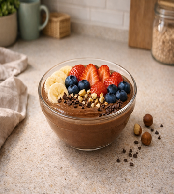 Romige Choco Cream Bowl met chocolade en fruit – voedzaam en lekker toetje