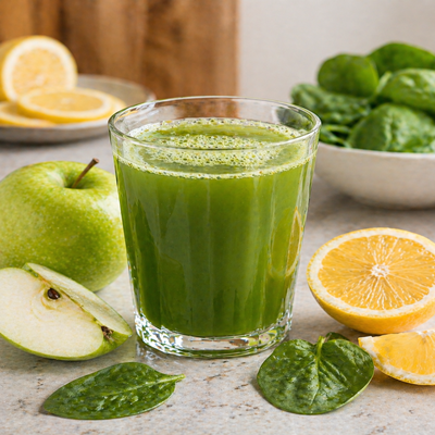 Groene smoothie met spinazie, appel en citroen