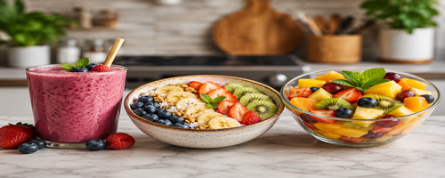 Smoothies, Fruitbowl en een fruitsalade